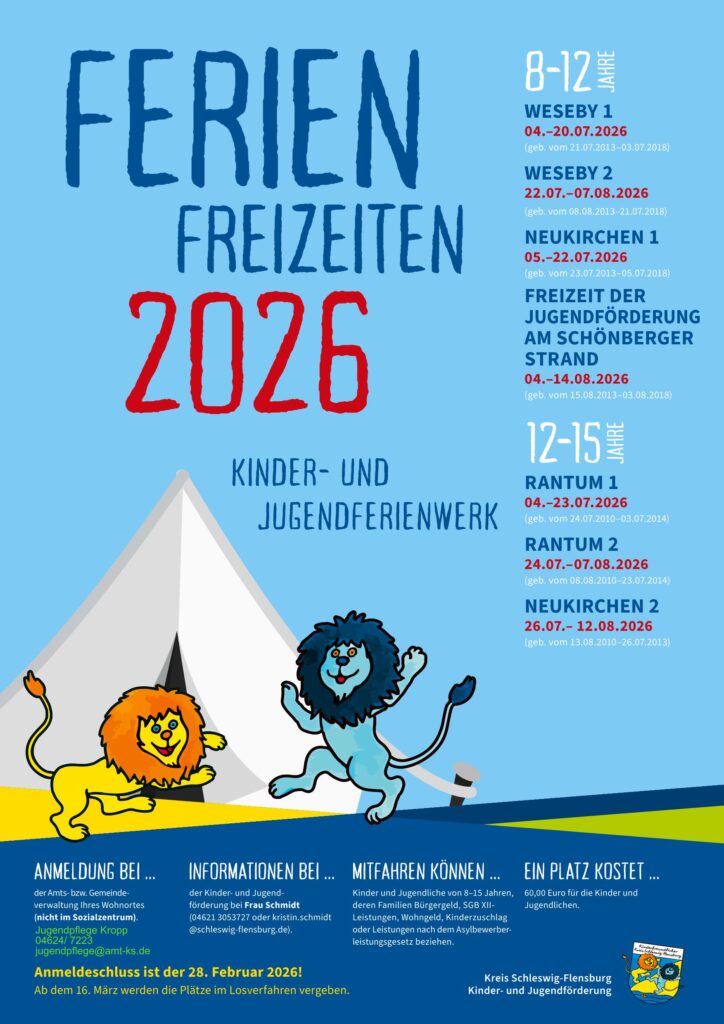 Plakat zur Ferienzeit mit genauen Daten vom Zeltlager