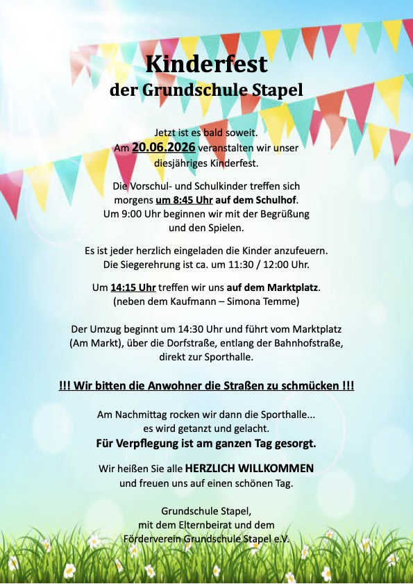 Stapel: Kinderfest der Grundschule Stapel